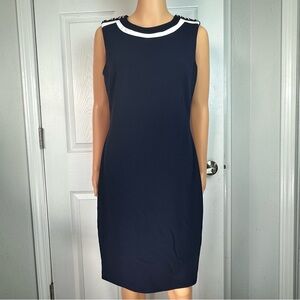 Tommy Hilfiger‎ Navy Sleeveless Shift Dress Size 8 Nautical Rope Trim